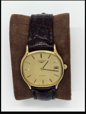 Rare Vintage 1980s Longines Quartz Gold Plated Mens Dress Watch Date